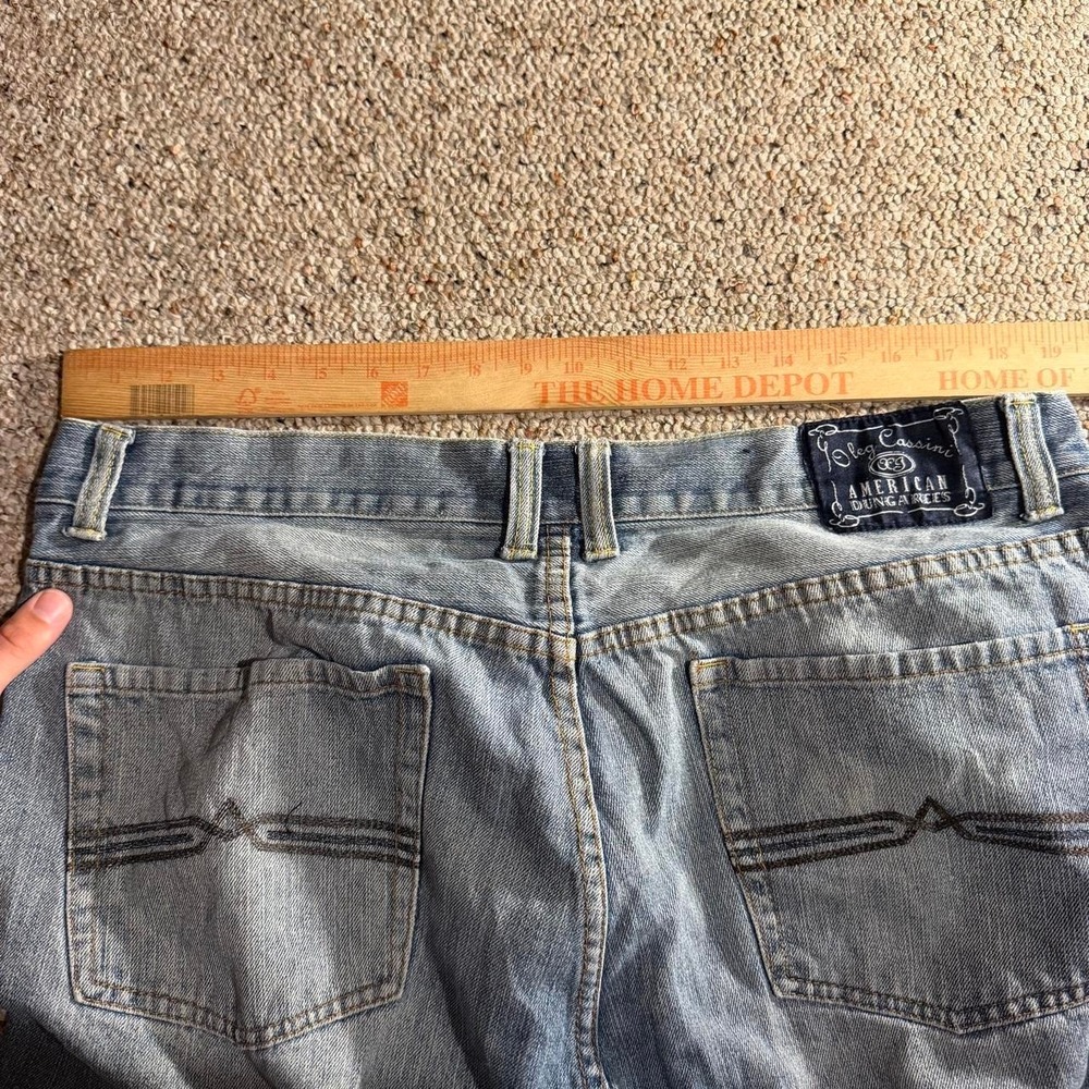 Oleg Cassini American Dungarees Mens Baggy Wide Leg Y2K Light Wash Jeans 38x31 - Picture 4 of 7
